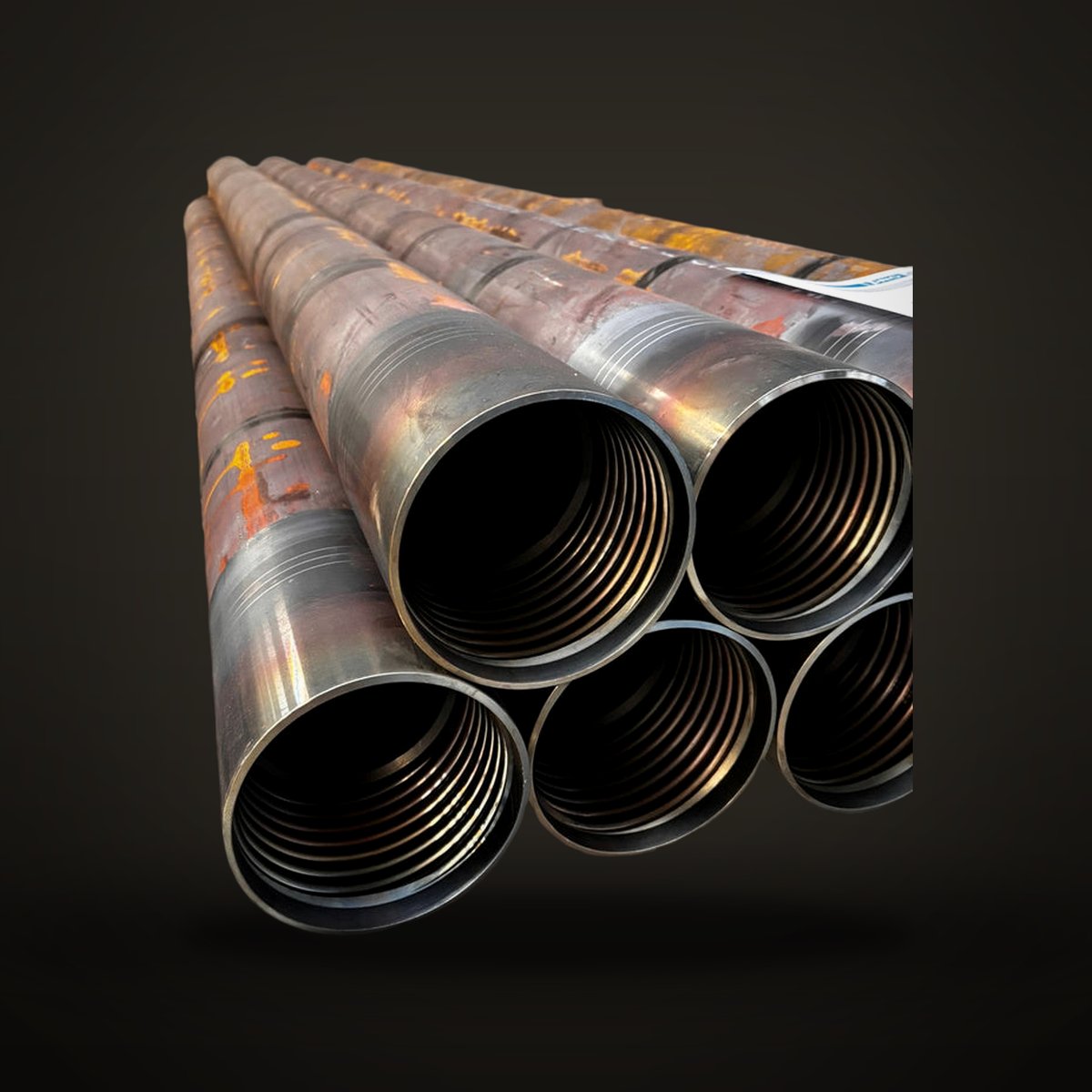 Casing Ø152,4 conical 3-start lh., usable length 3 m, 10 mm wall thickness, friction welded, thread material 42CrMo4V, t